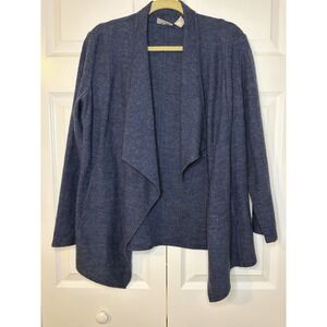 Chico's 0 Wool Navy Open Fly Away Cardigan Sweater with Pockets Women's Size S/M